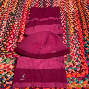 Vintage kangol plum angora and wool hat and scarf set